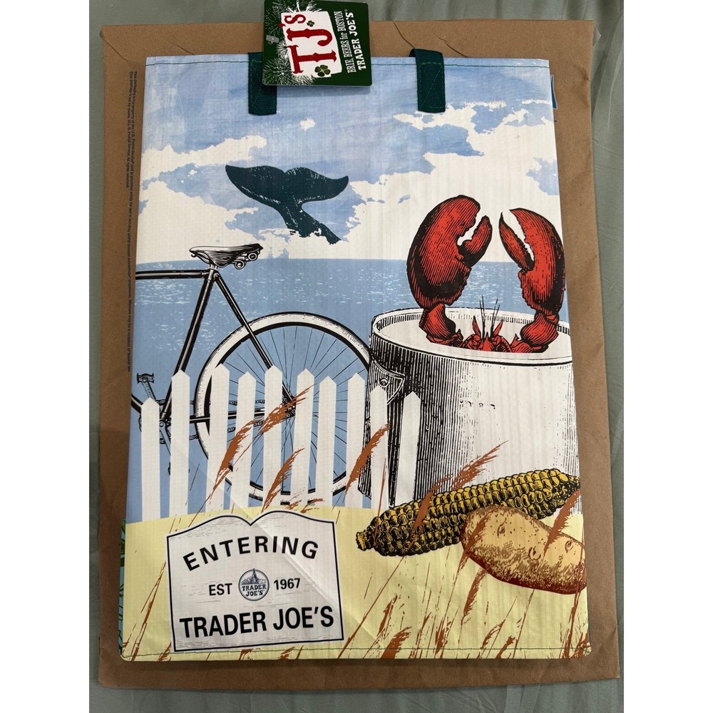 Trader Joe's Boston Reusable Tote Bag City Skyline Lobster Theme (2024) - Picture 6 of 7